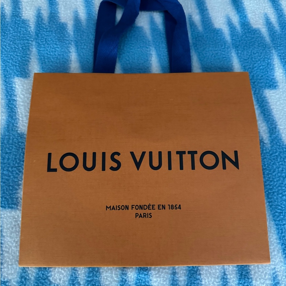 Louis Vuitton Tan Bag with Blue Handles